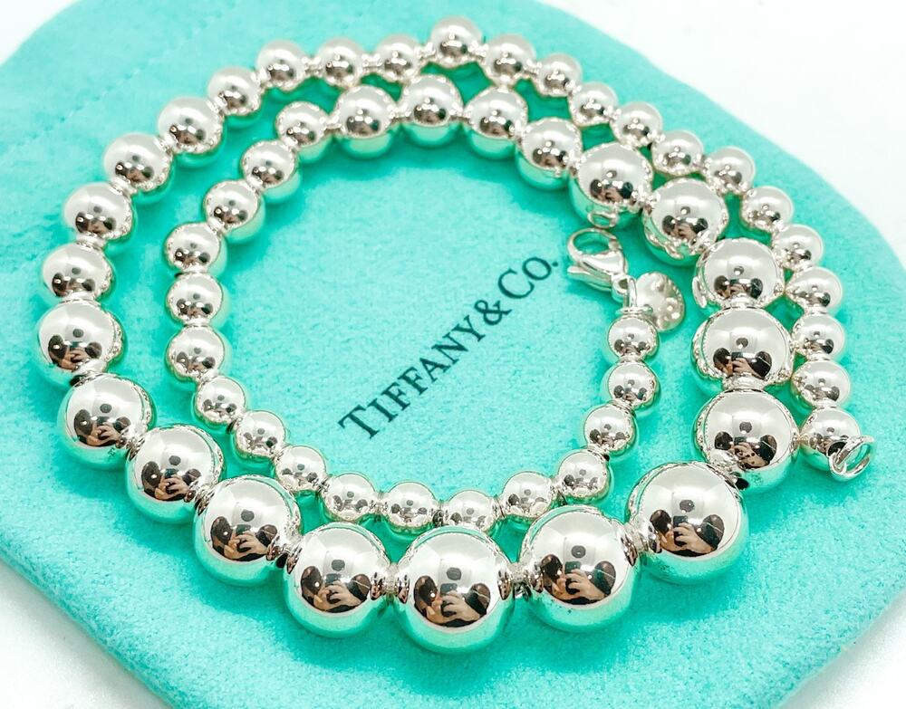 Tiffany & Co HardWear Sterling Silver 6-11mm Graduated Ball Bead Necklace 16"